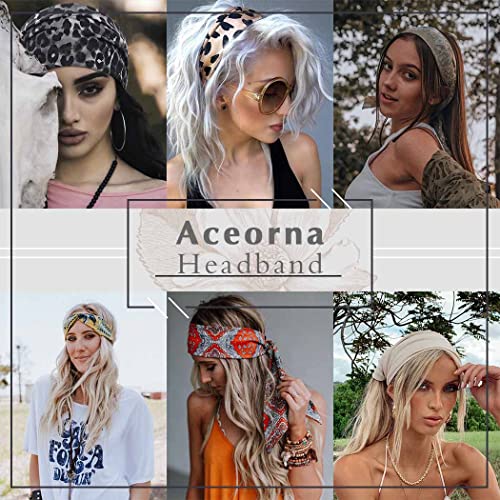 Aceorna Bohém Fejpánt Széles Csomózott Hairbands Szakaszon Turbános Fejét Zenekarok Rugalmas Szövet Haj Zenekarok Virágos