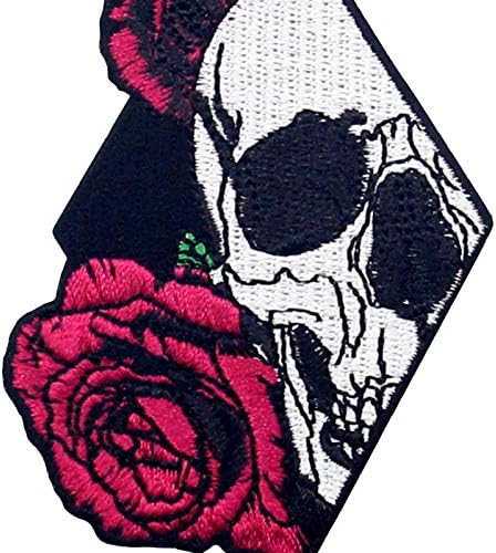 Skull and Rose Javítás Hímzett Applied Vasalót Varrni Jelkép