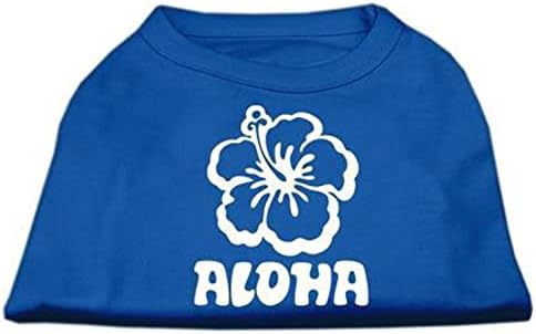 Délibáb Pet Termékek Aloha Virág Képernyő Nyomtatás, Póló, 3X-Nagy, Kék