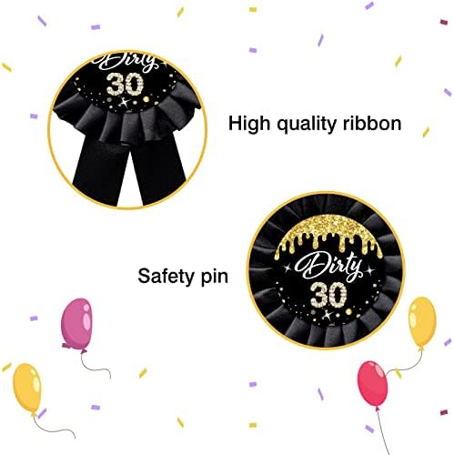 Piszkos 30 Pin-kódot, Boldog 30 éves Tinplate Jelvény Kitűző, 30 Éves Születésnapi Fekete Csokor Rozetta Gombot a Pin-Parti Dekoráció -
