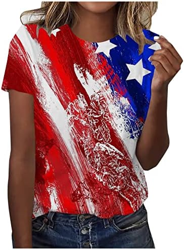 PIMOXV július 4. Alapvető Pólók Női Rövid Ujjú Póló, az Amerikai Függetlenségi Nap Ünnep Blúz USA Zászló Nyomtatott Maximum