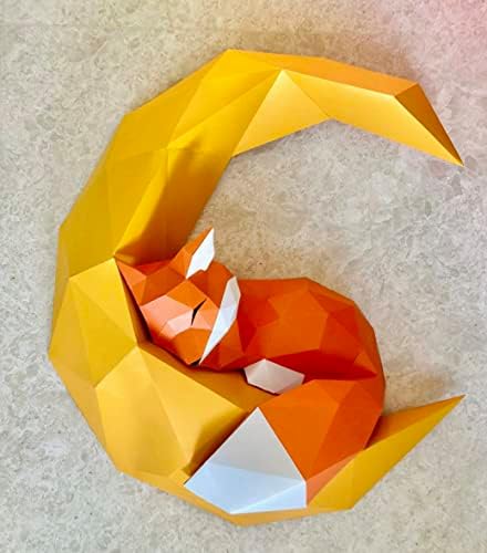 AceRevolution Fox Papercraft -, Papír-Szobor, Kit,Origami Róka,3D Paper Craft Készlet,DIY Paper Craft Sablonok,Fali Dekor