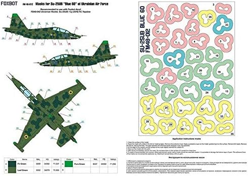 Maszkok Su-25UB Kék 60, Ukrán légierő, Lóhere Álcázás (Használd a & Foxbot Matrica) Skála 1/48 Foxbot FM 48-012