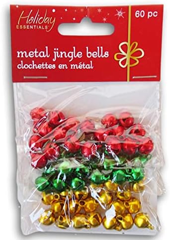 Fém Mini Jingle Bells Hurkok az Egyszerű Lóg - Piros, Zöld, Arany - 60 Darab