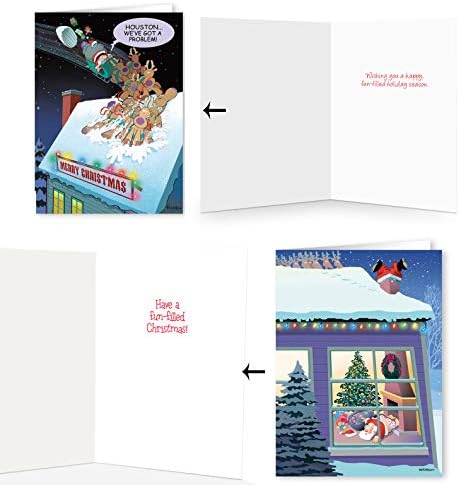 Stonehouse Gyűjtemény | Doboz Készlet 24 Vicces Karácsonyi Kártyák | 8 Minták Tömeges Válogatott Kártya | USA Készült