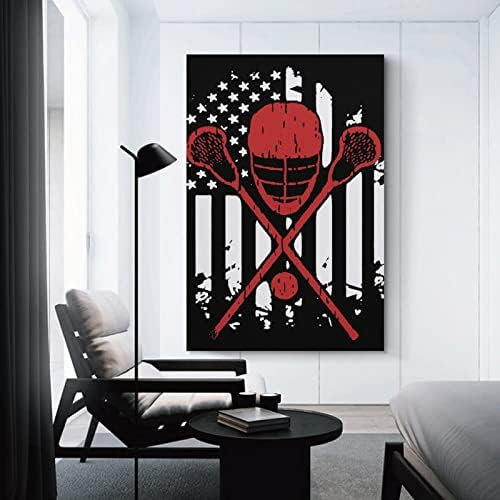 Lacrosse Amerikai Zászló Nyomtatott Festmény Wall Art Modern Grafika Függőleges Lógó Képet a Hálószobában Otthon Dekoráció