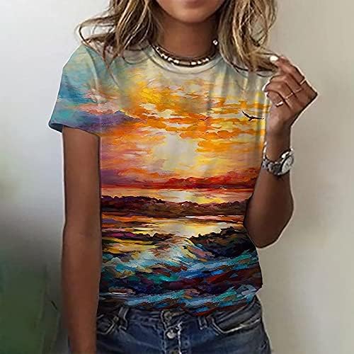 Aranyos Nyári Felsők Női Rövid Ujjú Alkalmi T-Shirt Póló Lágy, Laza Fit Trendi Sleeve Tunika Blúz, Maximum