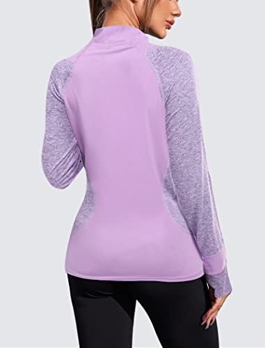 COOrun Női Ing, Hosszú Ujjú 1/4 Zip Pulóver Sportos, Túrázás, Futás, Edzés Felsők Gyors Száraz Ing Thumbhole