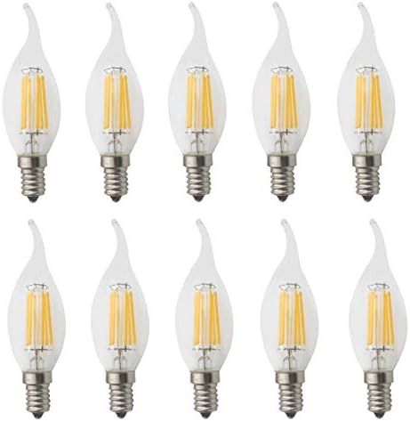 JCKing (Csomag 10 AC 110V-130V 6W E14 Szabályozható LED izzólámpák Gyertya tipp LED Izzó, LED Vintage Antik Csillár Lámpa Meleg Fehér
