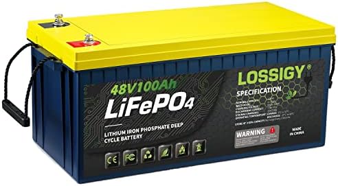 LOSSIGY 48V 100Ah LiFePO4 Lítium Akkumulátor, 5120Wh Tápegység Beépített 100A BMS, Tökéletes a Golf Cart, Tengeri, RV, Naprendszer