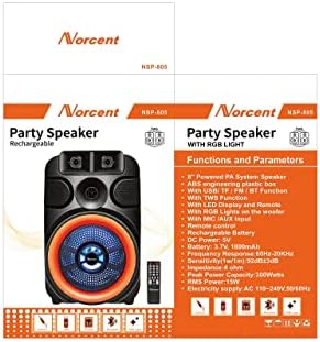 Norcent NSP-805 8 Colos Hordozható Bluetooth Hangszóró, Mélynyomó, Külső Vezeték nélküli Hangszóró, Bluetooth Támogatás FM