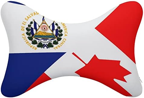 El Salvador Kanadai Zászló Autós nyakpárna 2 Csont Alakú Auto Fejtámla Párna Párna Utazási Autó Haza Dekoratív