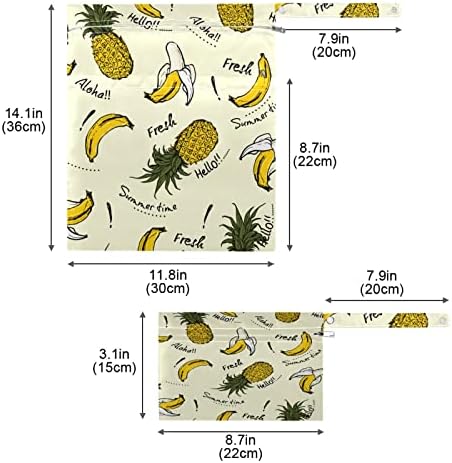 ZZXXB Aloha Ananász Banán Vízálló Nedves Újrafelhasználható Táska ruha Pelenka Nedves-Száraz Táska Cipzáras Zseb Utazási Beach