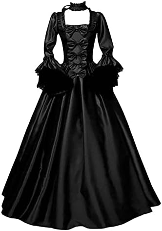 Halloween Dress Nők Vintage Kapucnis Boszorkány Álcázó Ruha Trombita Ujja Középkori Esküvői Ruha A Halloween Cosplay Ruha