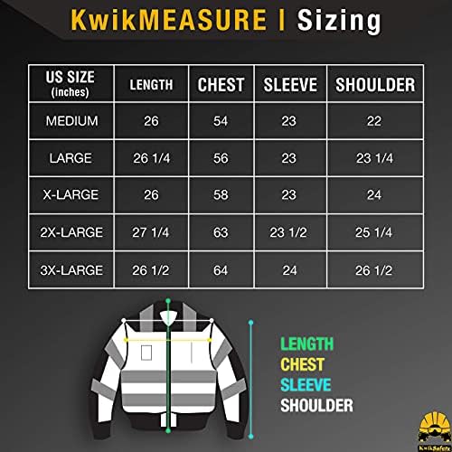 KwikSafety - Charlotte, NC - VÉGREHAJTÓ & UNIVERZUM Biztonsági Kabát [ID Zseb & Összecsukható Hood] 3. Osztály ANSI Vizsgált OSHA Kompatibilis