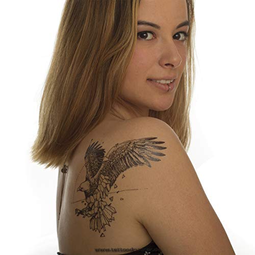 2 x Fekete Sas XL Tetoválás - Nyíl Geometriai Test Ideiglenes Tetoválás - HB840 (2)