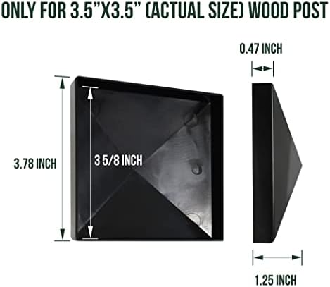 GKOLED 6-Pack 3.5 × 3.5 Piramis Fekete PVC Vinil Post Felső Sapka, a Post a Tényleges Méret 3.5 × 3.5, Alkalmas Kerítések, Lámpa,