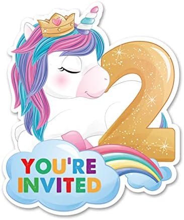 Aranyos Egyszarvú 2. Meghívókat a Borítékokat, 20 Szett Unicorn Két Alakú Pályázati Lány Második Születésnapját babaváró