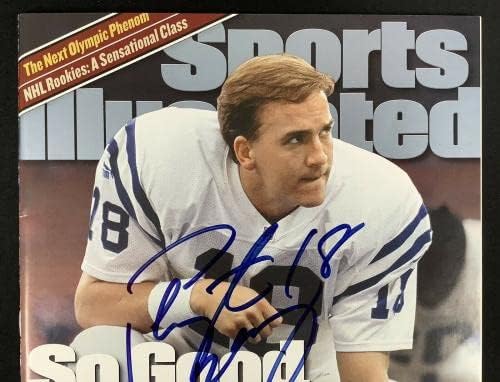 Peyton Manning Aláírt Sports Illustrated 11/22/99 Nincs Címke Colts Auto HOF SZÖVETSÉG - Dedikált NFL Magazinok