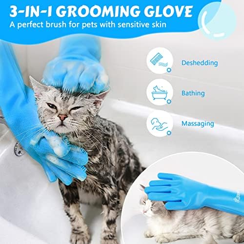 Pecute Pet Grooming Eszköz Csomag: Pet Grooming Kesztyű + Összecsukható Kutya Medence 47 x 12