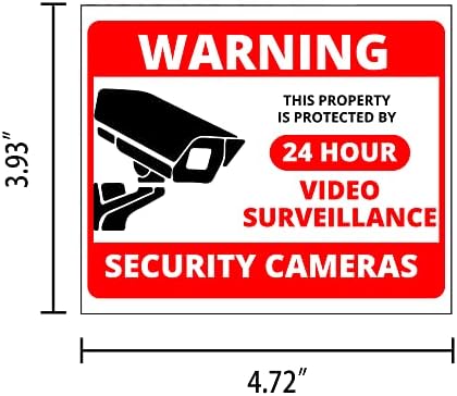 Kamera Jel Matrica - 10 Pack 4x 4.7 24 Óra Videó Megfigyelő Matrica, UV Védett & Vízálló, Biztonsági Figyelmeztetés Kamera Matrica