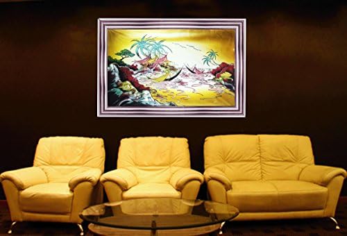 Batik Művészet, a Festészet, a Halászati Falu' (Sárga Bg) (150cm X 90cm)