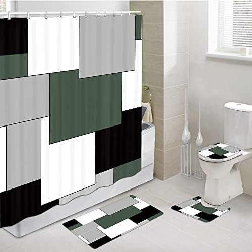 Alpesi Zöld Szürke zuhanyfüggöny Modern Fürdőszoba Kiegészítők, Dekoráció Fekete Szürke Fehér Zuhanyzó Függöny Szett a Fürdőszoba