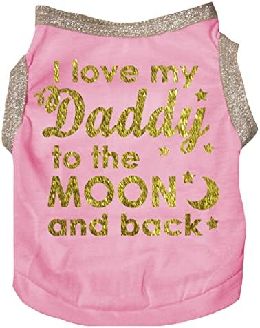 Petitebella Szeretem apát, hogy A Hold Kiskutya Póló (Rózsaszín, Nagy)