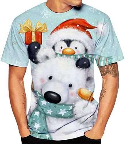 DSODAN Karácsony Rövid Ujjú T-shirt Mens,Vicces Karácsonyi Mikulás Nyomtatás Kerek Nyakú Póló Maximum Edzés Tervező Tshirt