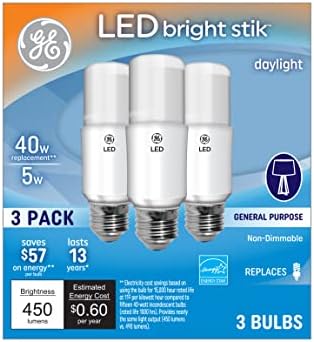 GE Fényes Stik LED Izzók, 40 Watt Eqv, Napfény, Általános Célú Izzók, Közepes Bázis (3 Csomag)
