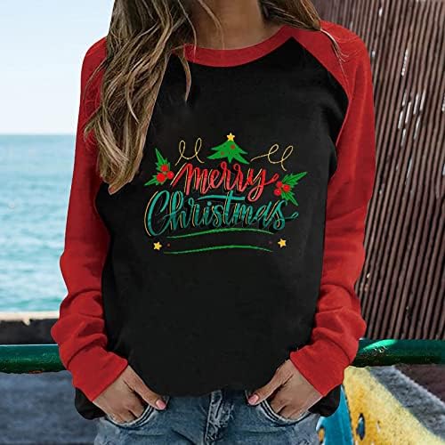 Csúnya Karácsonyi Pulóver, Női Hosszú Ujjú Sleeve Betűk Boldog Karácsonyt Póló, Vicces, Aranyos Nyomtatás Tunika Maximum