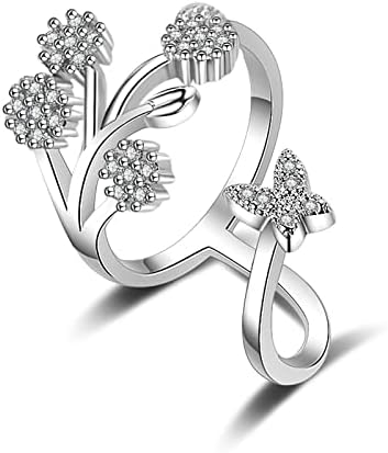 2023 Új Nyitva Gyűrűk Hópehely Gyűrűk Legjobb Cirkónium-oxid a Nők Állítható Gyűrű Lánya (Rose Gold, Egy Méret)
