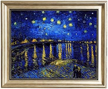 Eliteart - Csillagos Éjszaka A Rhone által Vincent Van Gogh Giclee Művészeti Vászon Ujjlenyomat - Keretezett Méret:27 3/5 x34 3/5