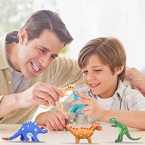 24Pcs Színes Levegő Száraz Agyag Gyerekeknek Készlet, 6 Dinoszaurusz Modell Ultra-Könnyű, Puha Modellező Agyagot Kit Nem Mérgező