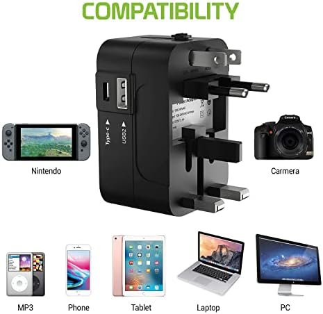 Utazási USB Plus Nemzetközi Adapter Kompatibilis a Samsung GT-P5210 a Világszerte Teljesítmény, 3 USB-Eszközök c típus, USB-A