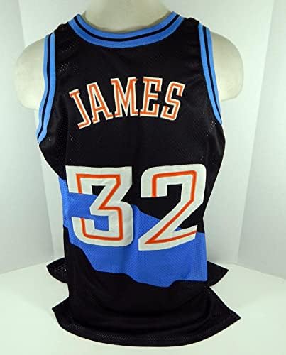 1997-98 Cleveland Cavaliers Henry James 32 Játékban Használt Fekete Jersey 825 - NBA Játék Használt