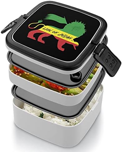 Oroszlán Júda Rasta Reggae Zene Ebédet Hordozható Double-Layer Bento Box Nagy Kapacitású Ebéd Tartály Élelmiszer-Tartály Kanál