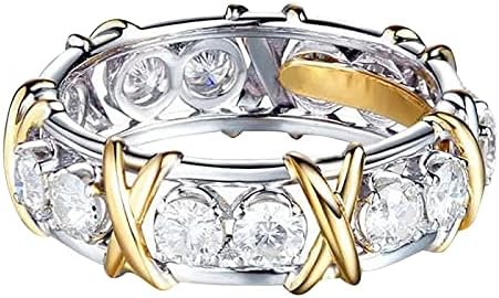 Aranyozott, Cirkon Kereszt Gyűrűk Hölgyek Teljes Gyémánt Gyűrű X Criss Cross Moissanite Gyűrű Klasszikus Karcsúsító Alakformáló