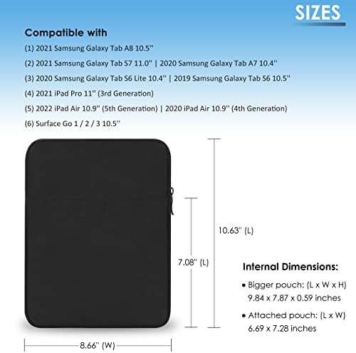 ProElife 10-11 Cm Víz-Ellenálló Tabletta Sleeve tok Samsung Galaxy Tab A8/S7/ A7/S6 Lite/S6 |10.9 iPad Air 4/5|Felszíni Menj 1/2/3 10.5
