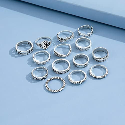 Vaskos Gyűrűk Pack Személyiség Retro Trend Gyűrű Yin Dombornyomott Elefánt Geometria Gyűrű Tizennégy Meghatározott Karácsonyi,