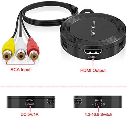 Laboen AV HDMI AV HDMI RCA-HDMI Átalakító, Kompozit HDMI Adapter Támogatja a 1080P, PAL/NTSC Kompatibilis N64 NGC SNES, SEGA ，WII,
