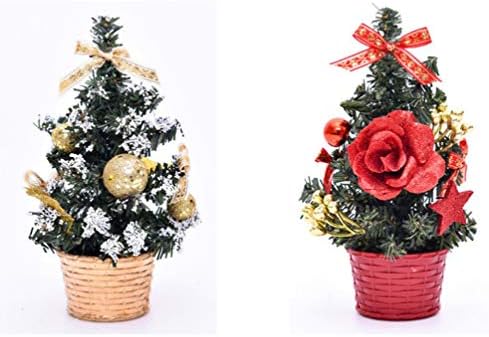 PartyKindom 2DB 7. 87 Hüvelyk karácsonyfa, Előre világít Mesterséges Mini Asztali karácsonyfa Díszek Dekoráció, Kézműves,