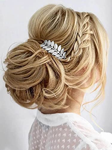 Latious Levél Menyasszony Esküvői Haj Fésű Ezüst Menyasszonyi Oldali Comb Egyszerű Haj Darab Haj Kiegészítők Nők, Lányok (Ezüst)