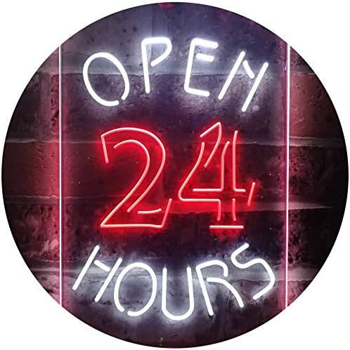 ADVPRO 24 Órában Nyitva Bolt Üzlet Üdv kétszínű LED Neon Sign Fehér & Vörös, 12 x 16 st6s34-i2035-wr