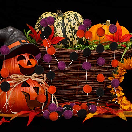 Tatuo 2 Db Halloween Éreztem Labdát Garland Pom Pom Füzér Fekete Narancs Lila Labdát Banner a Halloween Party Fesztivál, Dekoráció