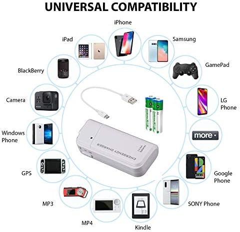 Hordozható AA Elem Úti Töltő Kompatibilis Sony LinkBuds Sürgősségi Újra Töltő LED Fény! (Úgy 2 AA Elem,USB C-Típusú) [Fehér]