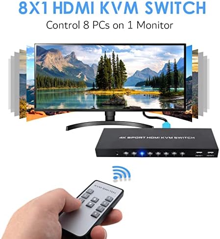 DGODRT 8 Port HDMI KVM Switch 4K@30Hz + HDMI 2.0 Kábel 5FT 4K@60Hz (2 Db)