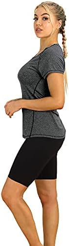 icyzone Női Edzés, Futás Ing - Fitness terem Jóga Gyakorlása Raglan Rövid Ujjú póló (Csomag 2)