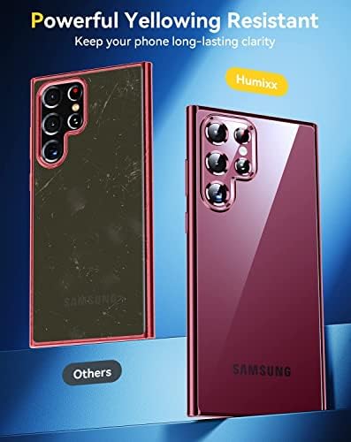 Humixx Célja a Samsung Galaxy S22 Ultra Esetben [Nem Sárguló] [Katonai Csepp Tesztelt] [Anti-Semmiből] Tiszta, Puha Bordó Lökhárító,