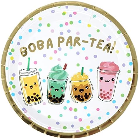 Chloe Elizabeth Boba Par-Tea Bubble Tea Party biológiailag Lebomló Papír Tányér az Összes Események & Alkalommal, 12% - Csomag